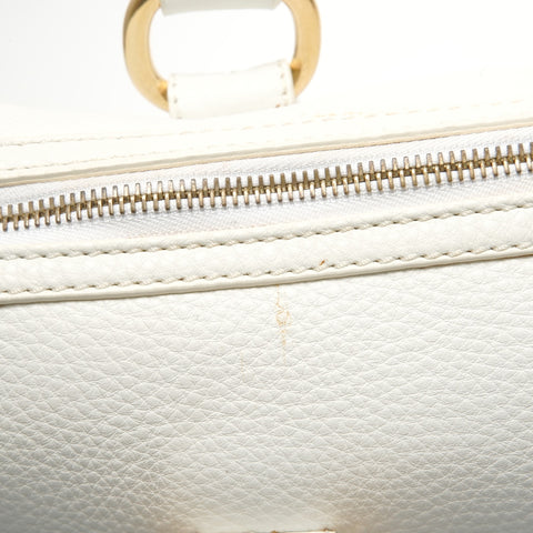 CELINE Buckle Boston Leather Handbag white WS28766