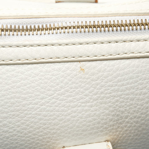 CELINE Buckle Boston Leather Handbag white WS28766