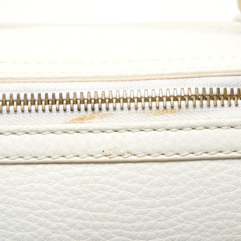 CELINE Buckle Boston Leather Handbag white WS28766