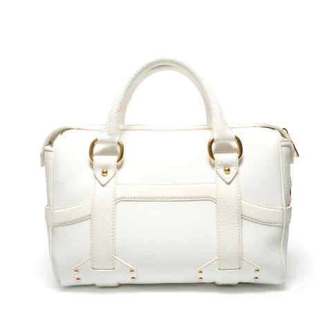 CELINE Buckle Boston Leather Handbag white WS28766