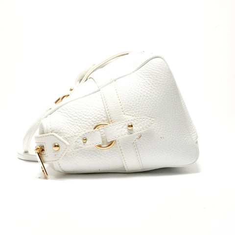 CELINE Buckle Boston Leather Handbag white WS28766