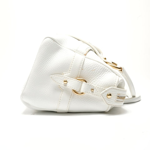 CELINE Buckle Boston Leather Handbag white WS28766