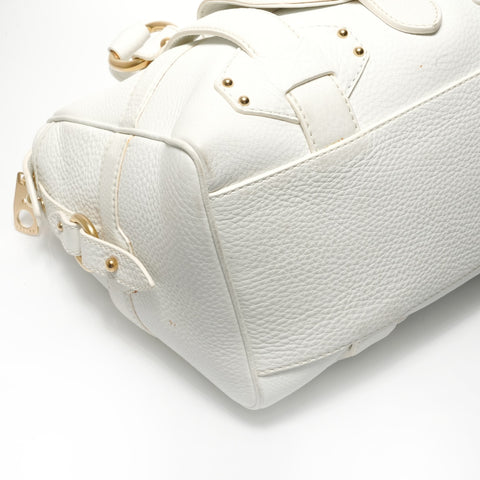 CELINE Buckle Boston Leather Handbag white WS28766