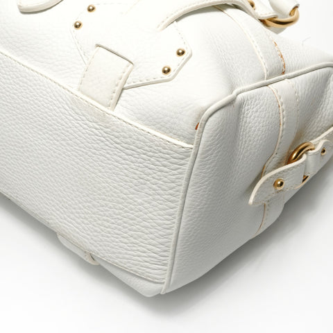 CELINE Buckle Boston Leather Handbag white WS28766