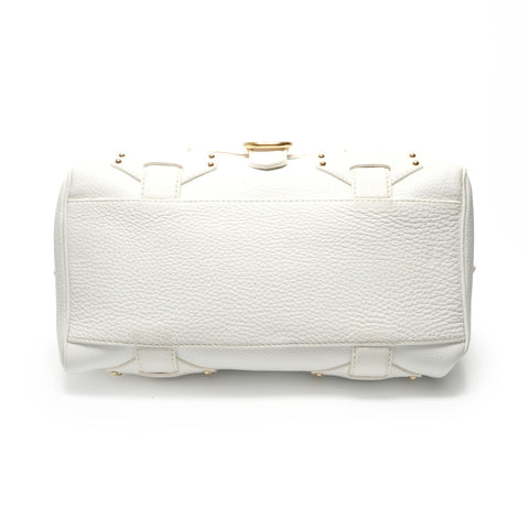 CELINE Buckle Boston Leather Handbag white WS28766