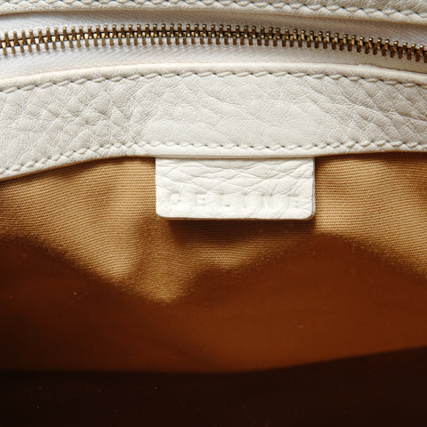 CELINE Buckle Boston Leather Handbag white WS28766