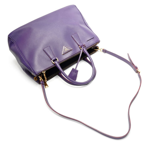 PRADA Saffiano Galleria Leather 2-way Handbag purple WS28768
