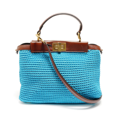 FENDI Peekaboo Mini 2way Handbag blue WS28770