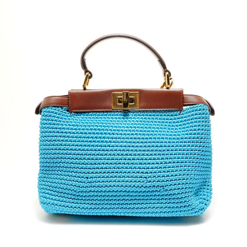 FENDI Peekaboo Mini 2way Handbag blue WS28770