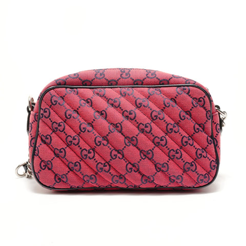 GUCCI GG Marmont Canvas Embroidery Chain Shoulder Bag Red WS28775