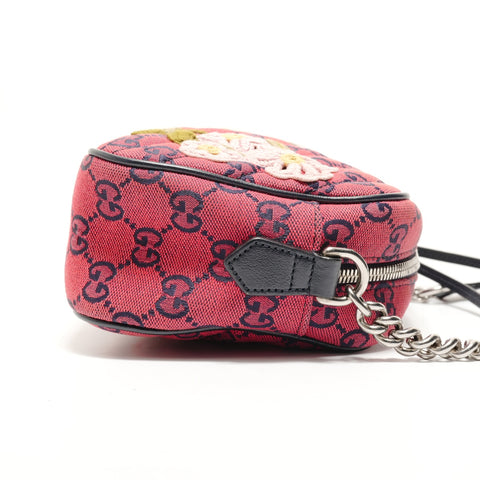 GUCCI GG Marmont Canvas Embroidery Chain Shoulder Bag Red WS28775