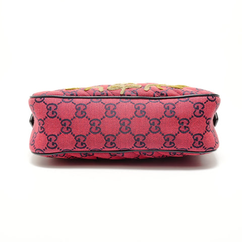 GUCCI GG Marmont Canvas Embroidery Chain Shoulder Bag Red WS28775