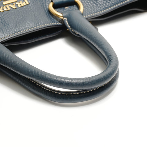PRADA Vitello 2-way Tote Tote Bag Navy WS28779