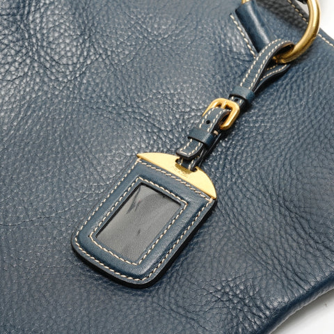 PRADA Vitello 2-way Tote Tote Bag Navy WS28779