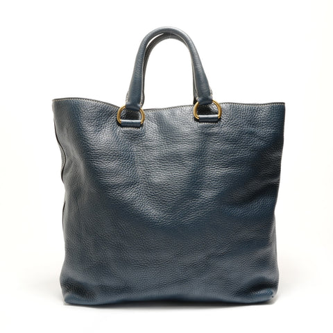 PRADA Vitello 2-way Tote Tote Bag Navy WS28779
