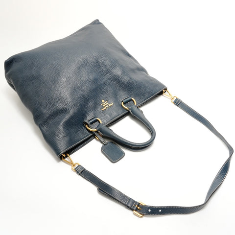 PRADA Vitello 2-way Tote Tote Bag Navy WS28779