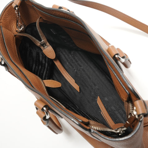 PRADA Vitello With logo 2way Shoulder Bag Brown WS28780