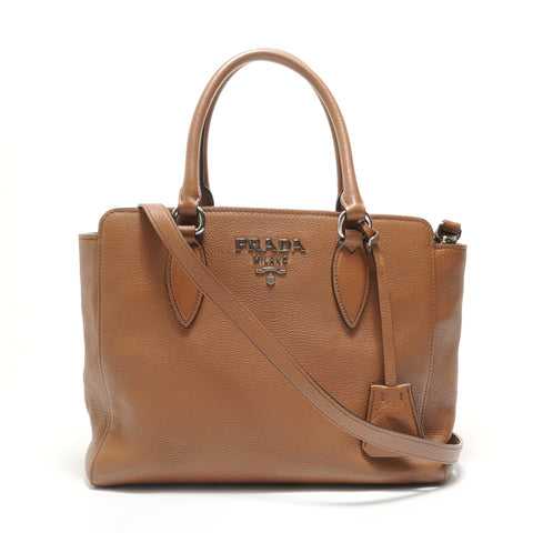 PRADA Vitello With logo 2way Shoulder Bag Brown WS28780