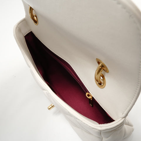 CHANEL Matelass 2-Way Top Handle Lambskin Bag Shoulder Bag white WS28781