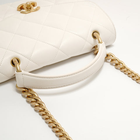 CHANEL Matelass 2-Way Top Handle Lambskin Bag Shoulder Bag white WS28781