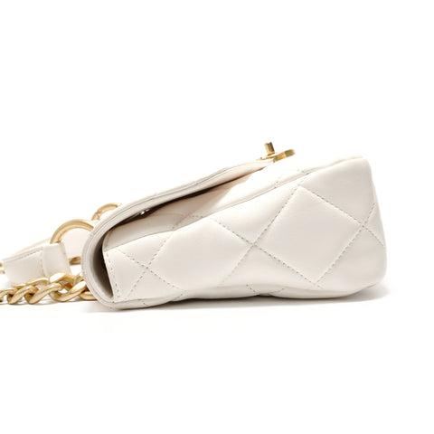 CHANEL Matelass 2-Way Top Handle Lambskin Bag Shoulder Bag white WS28781