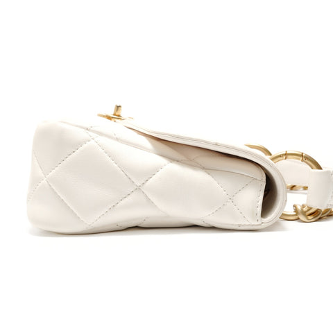 CHANEL Matelass 2-Way Top Handle Lambskin Bag Shoulder Bag white WS28781