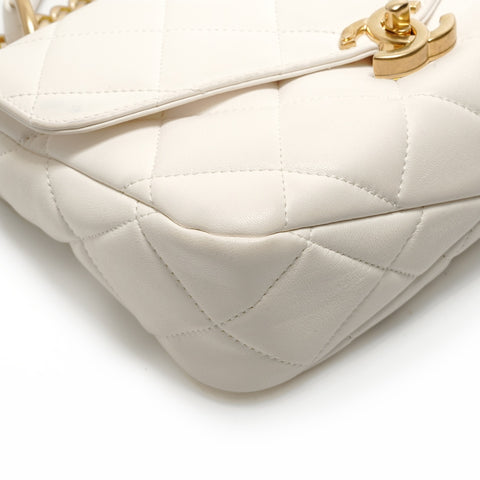 CHANEL Matelass 2-Way Top Handle Lambskin Bag Shoulder Bag white WS28781