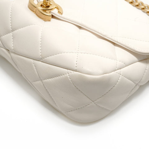 CHANEL Matelass 2-Way Top Handle Lambskin Bag Shoulder Bag white WS28781