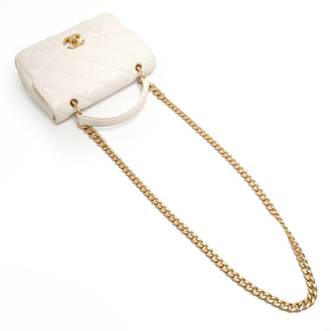 CHANEL Matelass 2-Way Top Handle Lambskin Bag Shoulder Bag white WS28781