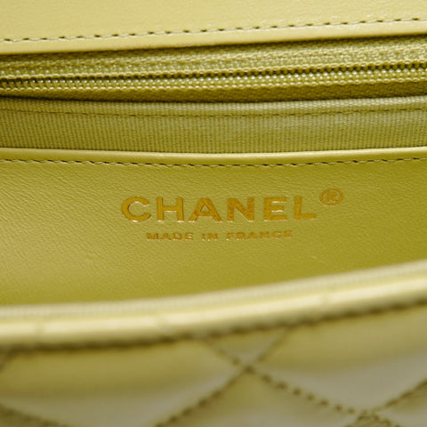 CHANEL Mini Matelass Lambskin Metal Matte Gold Shoulder Bag green WS28783