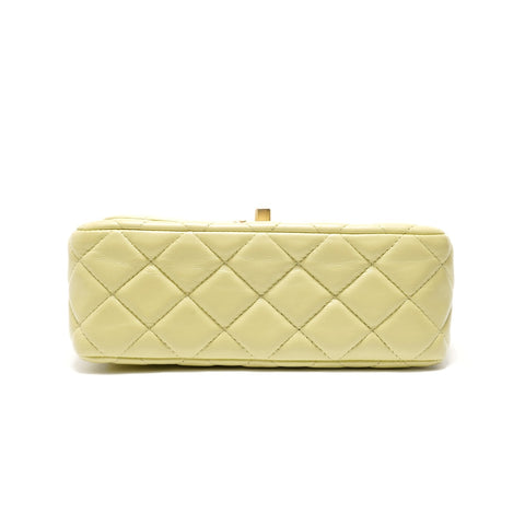 CHANEL Mini Matelass Lambskin Metal Matte Gold Shoulder Bag green WS28783