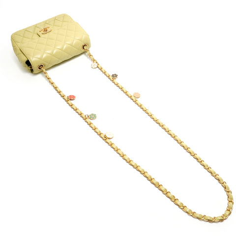 CHANEL Mini Matelass Lambskin Metal Matte Gold Shoulder Bag green WS28783