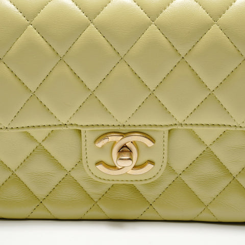 CHANEL Mini Matelass Lambskin Metal Matte Gold Shoulder Bag green WS28783