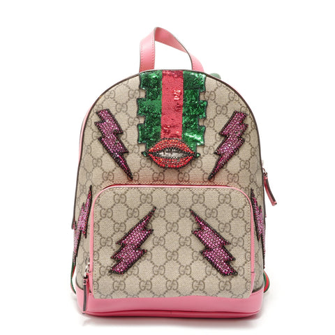GUCCI GG Supreme Sequins Backpack  Daypack beige WS28793