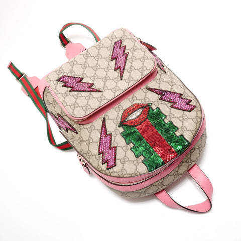GUCCI GG Supreme Sequins Backpack  Daypack beige WS28793