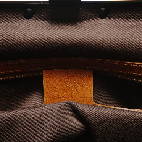 GUCCI GG Canvas Bamboo Handle Clasp Purse Handbag beige WS28795
