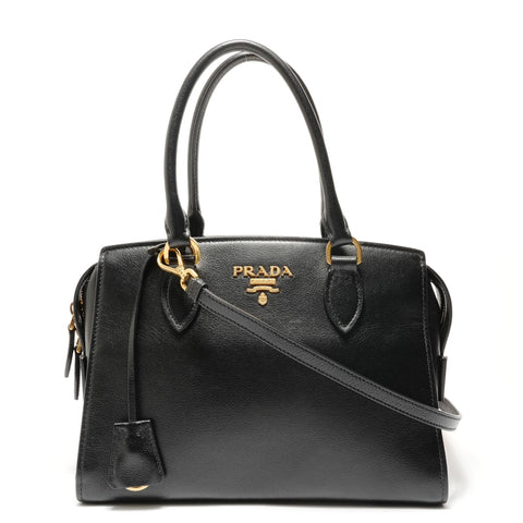 PRADA Logo Jacquard 2-Way Shoulder Bag black WS28797