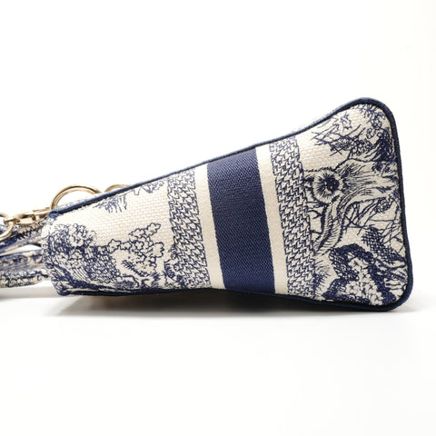 Christian Dior Lady Dior Medium Embroidery Handbag White x navy WS28804