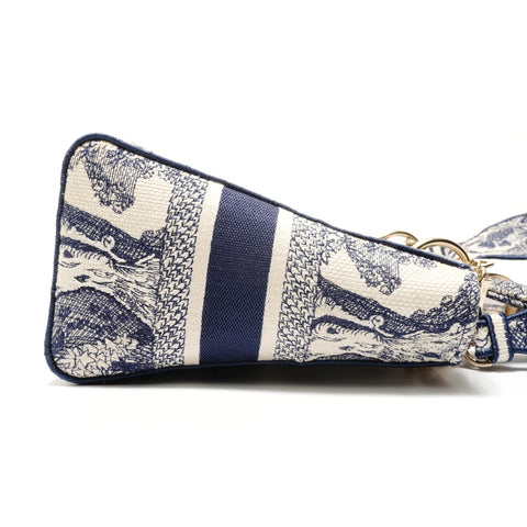 Christian Dior Lady Dior Medium Embroidery Handbag White x navy WS28804