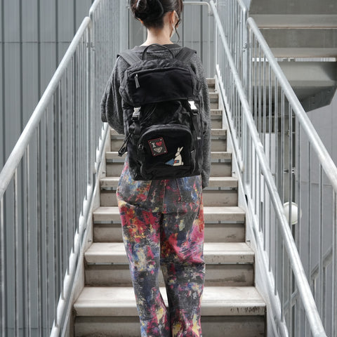 PRADA Velcro nylon Backpack  Daypack black WS28812