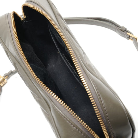 YVES SAINT LAURENT Quilted Gold Metal Shoulder Bag gray WS28815