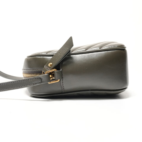 YVES SAINT LAURENT Quilted Gold Metal Shoulder Bag gray WS28815