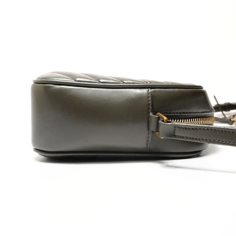 YVES SAINT LAURENT Quilted Gold Metal Shoulder Bag gray WS28815