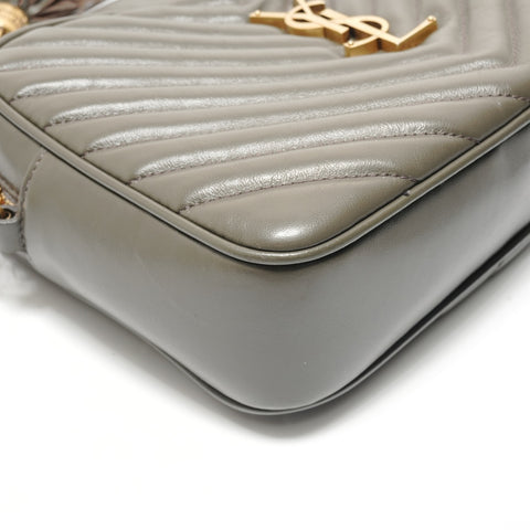 YVES SAINT LAURENT Quilted Gold Metal Shoulder Bag gray WS28815