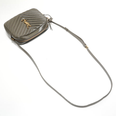 YVES SAINT LAURENT Quilted Gold Metal Shoulder Bag gray WS28815