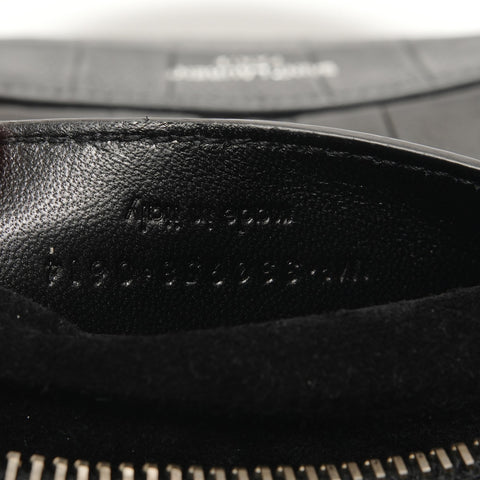 YVES SAINT LAURENT Baby Duffle Crocodile Embossed 2-Way Bag Handbag black WS28818