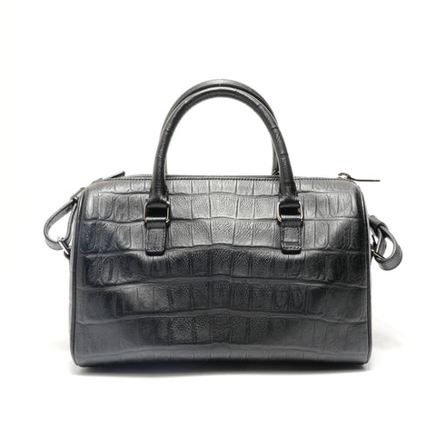 YVES SAINT LAURENT Baby Duffle Crocodile Embossed 2-Way Bag Handbag black WS28818