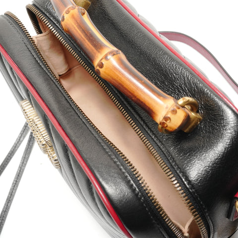 GUCCI GG Marmont Bamboo Shoulder Bag black WS28819