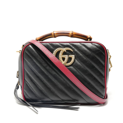 GUCCI GG Marmont Bamboo Shoulder Bag black WS28819