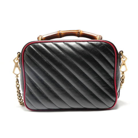 GUCCI GG Marmont Bamboo Shoulder Bag black WS28819